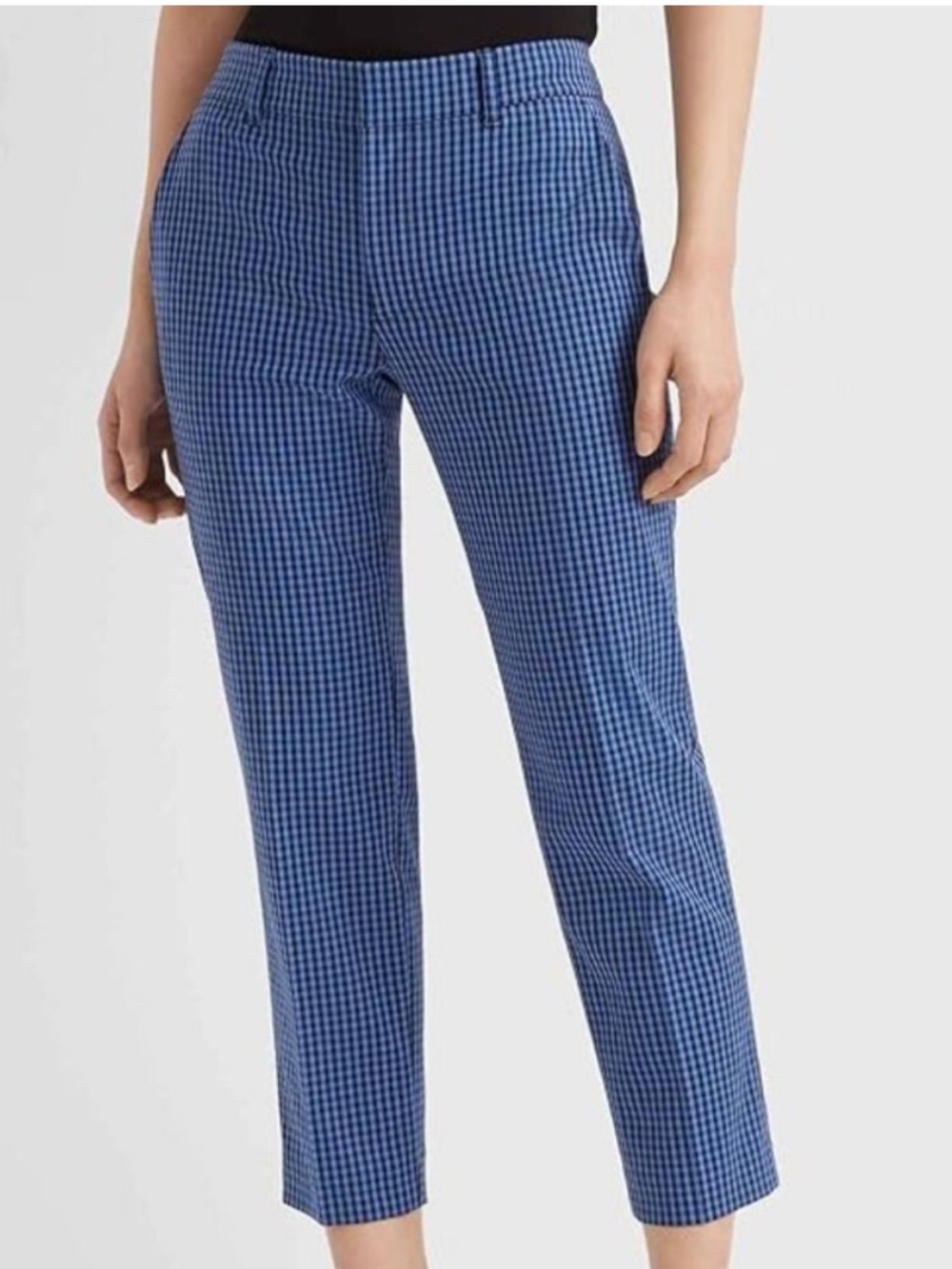 Club Monaco Classic Blue Gingham Ankle Pants size 0 cotton blend